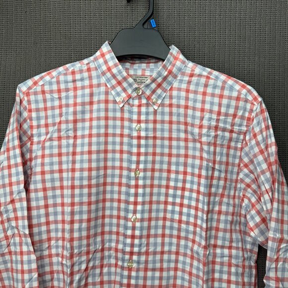J.Crew Mens Size L Red/Blue Check Pattern Lightweight Long Sleeve Cotton Shirt - Picture 4 of 8